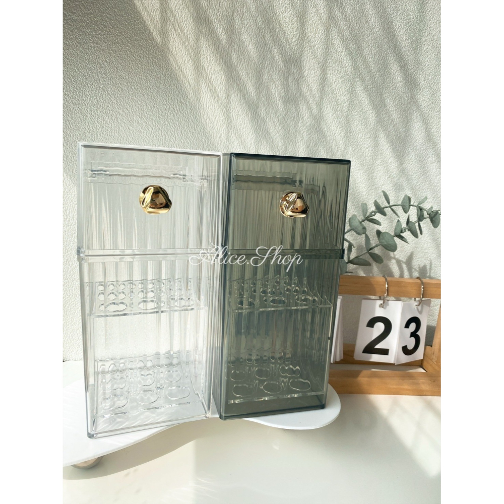 ⚡️24ʜ出貨⚡️質感刷具收納盒 化妝刷具收納盒 壓克力收納盒 桌面收納盒 掀蓋收納 化妝台收納盒 桌上收納-細節圖6