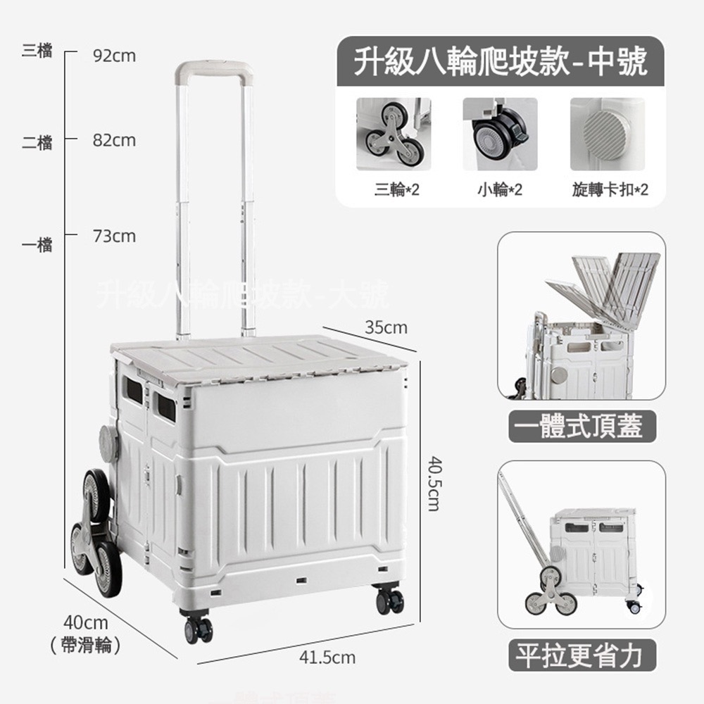 MONACO-折疊手推車-8輪爬梯款-中號50L-細節圖2