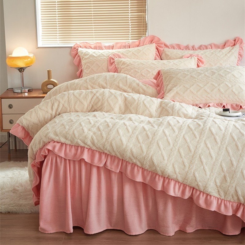 【限時購】韓版塔芙絨花邊床包四件套-規格圖6