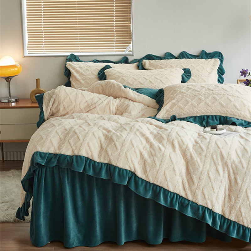 【限時購】韓版塔芙絨花邊床包四件套-規格圖6