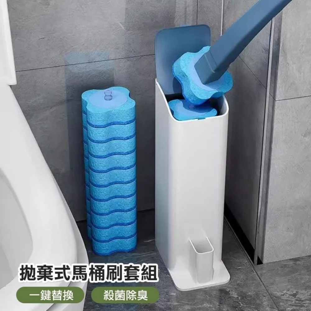 拋棄式馬桶刷套組（含8個替換頭+收納盒）+28枚替換頭，共36個清潔替換頭-細節圖2