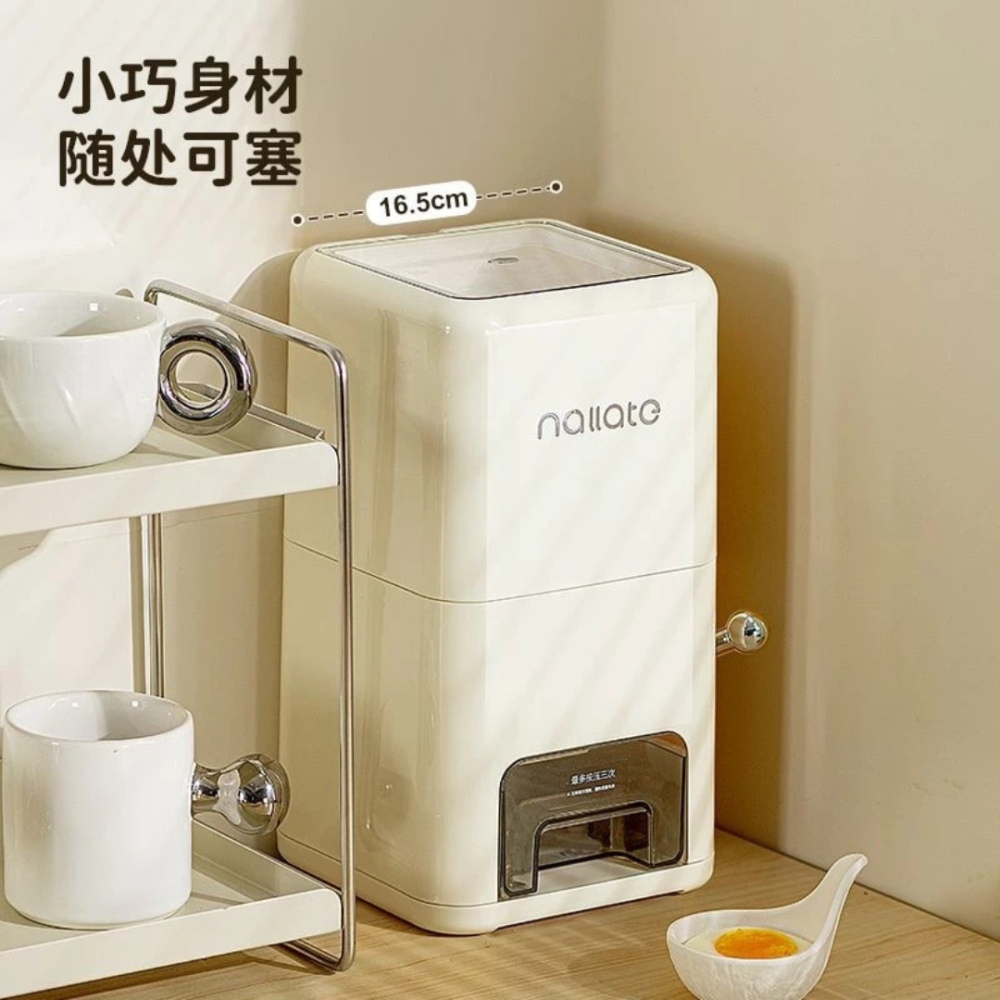 【限時購】小家庭必備！計量米桶5斤黃金容量-奶油白【一鍵定量出米】-細節圖4