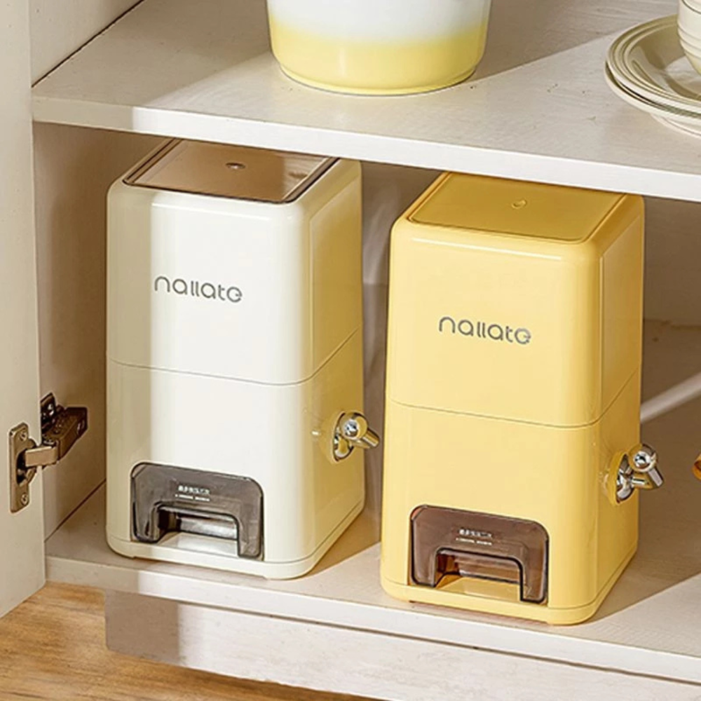 【限時購】小家庭必備！計量米桶5斤黃金容量-奶油白【一鍵定量出米】-細節圖8