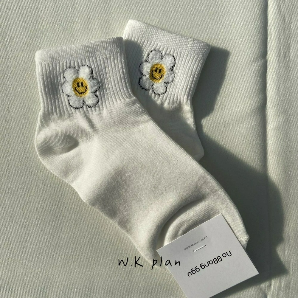 【W.K】笑臉花踝襪-細節圖4