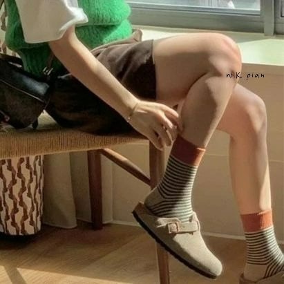 【W.K】韓國拼色條紋襪-細節圖3