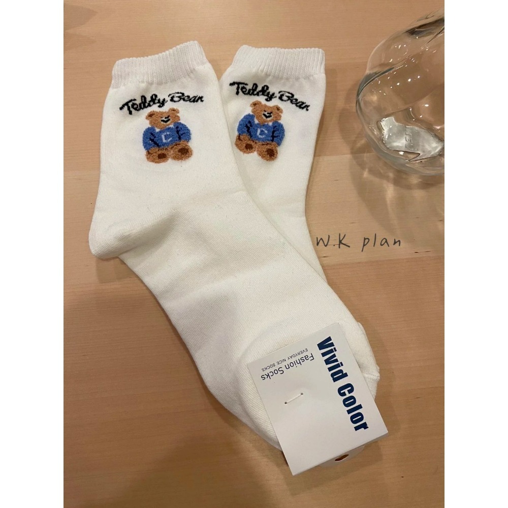 【W.K】泰迪熊中筒襪-細節圖4