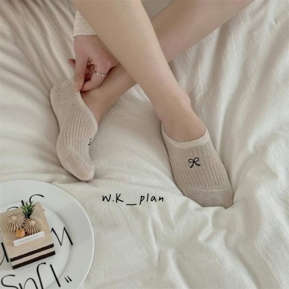 【W.K預購】韓國夏季新款 蝴蝶結隱形襪-細節圖3