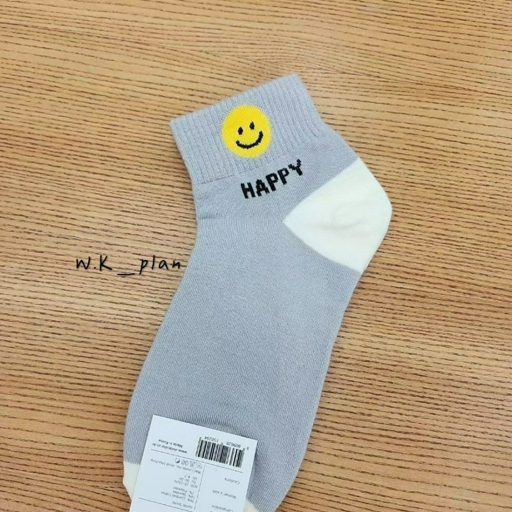 【W.K】韓國2024新款笑臉短襪 踝襪 韓國襪子 HAPPY 春夏新款 現貨-規格圖3
