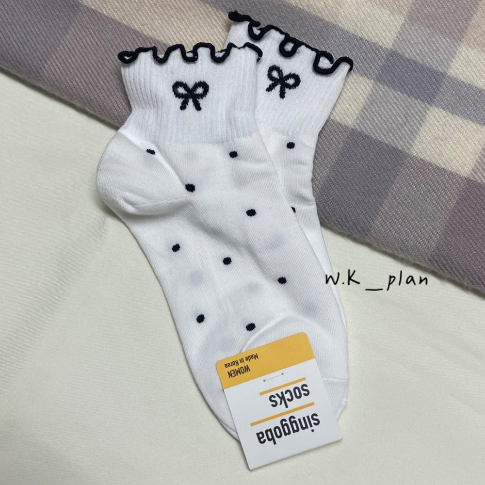 【W.K】木耳邊點點蝴蝶結踝襪-規格圖6