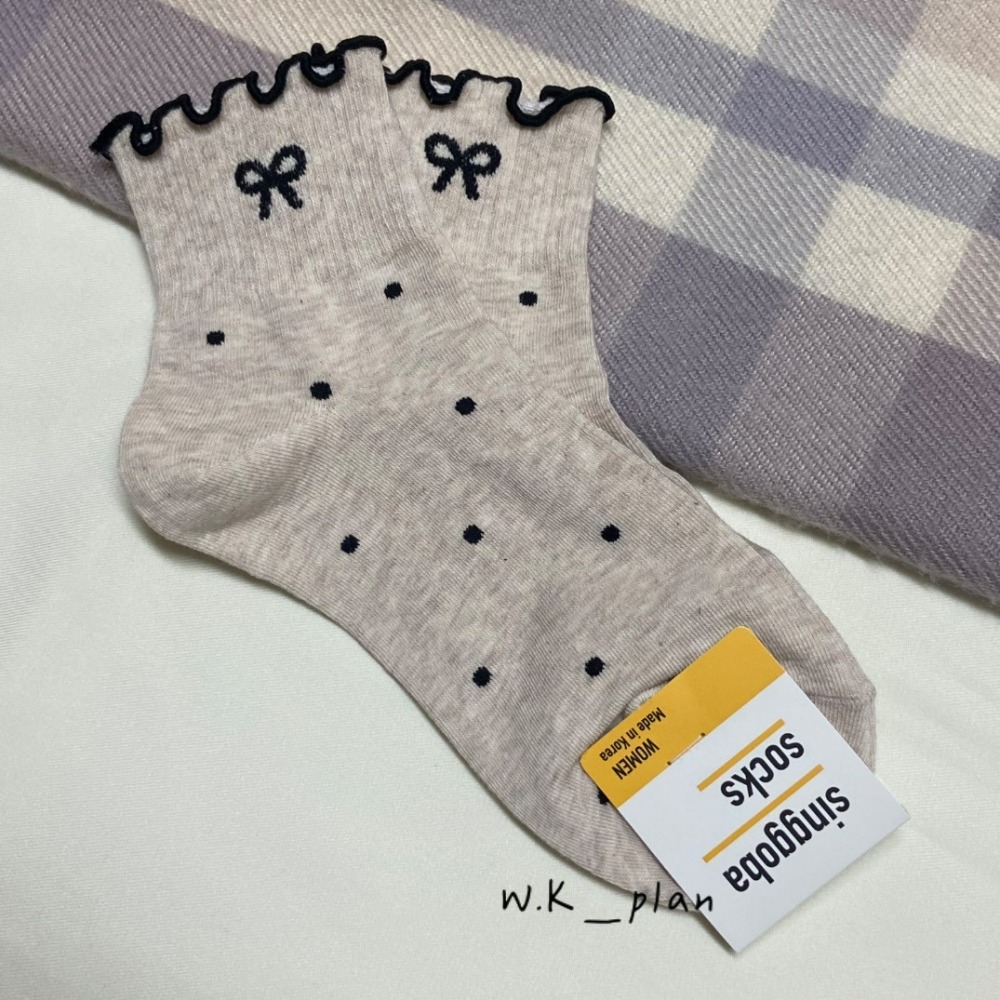 【W.K】木耳邊點點蝴蝶結踝襪-規格圖6