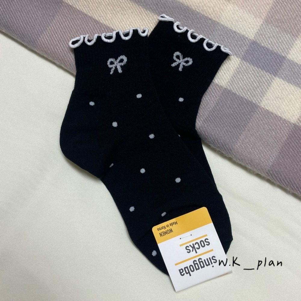 【W.K】木耳邊點點蝴蝶結踝襪-規格圖6