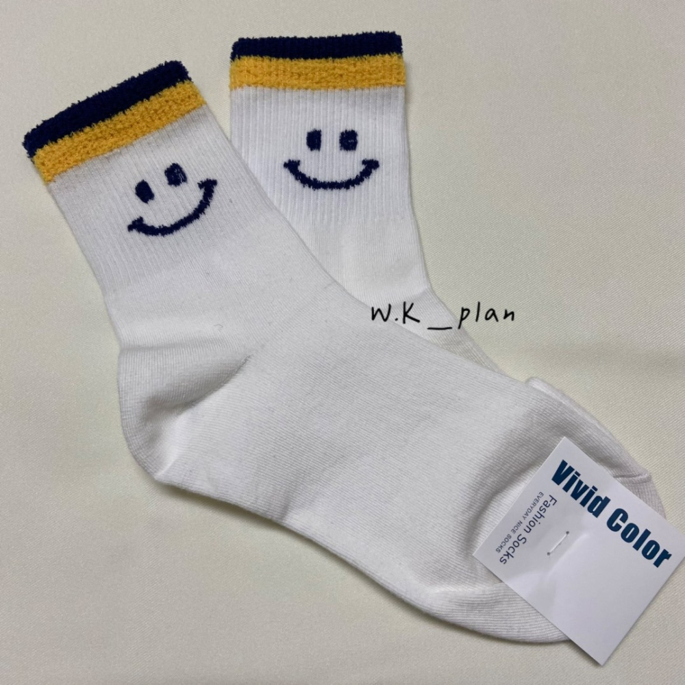 【W.K】拚色微笑中筒襪 韓國襪子-細節圖5