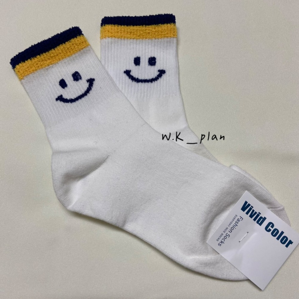 【W.K】拚色微笑中筒襪 韓國襪子-規格圖6