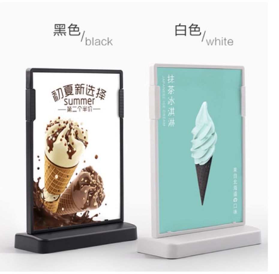【台灣現貨】廣告牌 T型雙面展示牌A4/A5/A6 黑白兩款 桌牌 展示牌 菜單 價格牌 壓克力 發貨最快-細節圖3