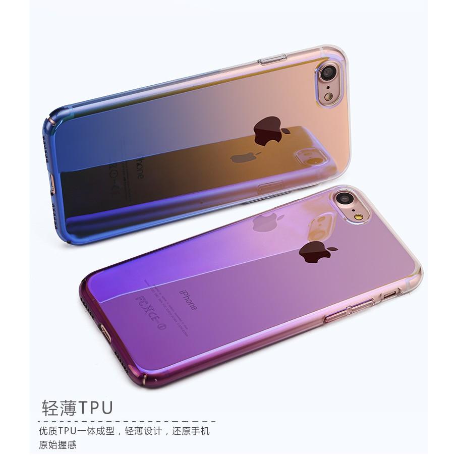潮男女系列 Apple 7/7+/8/8+/X 手機殼 創意電鍍藍光漸變色 全包 藍光硬殼-細節圖2