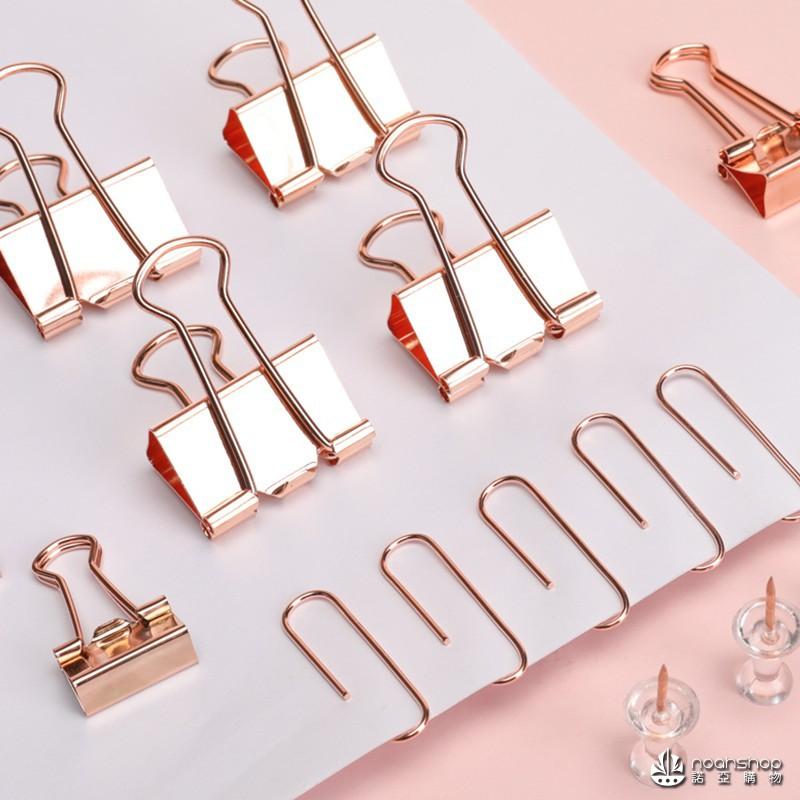 得力 組合套裝(玫瑰金) 迴紋針 回形針 圖釘 大頭針 票夾組合裝 辦公文具 搶手貨 企業熱門採購款-細節圖5
