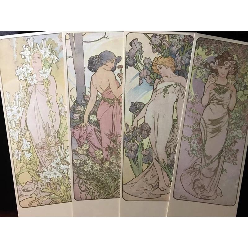 MUCHA 慕夏 書簽禮盒 50張 書簽 燙金 禮品禮物 畫集簡約 創意書籤 精美紙質文創文藝風-細節圖5