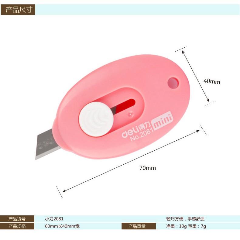 得力2050迷你糖果色美工刀小號包裹拆封器拆信韓版可愛卡通文具刀-細節圖3
