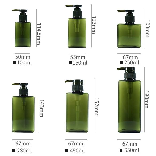 2021 450ml四方乳液瓶 洗髮水 沐浴露 包裝瓶 化妝品 分裝瓶 洗手液瓶子-細節圖2