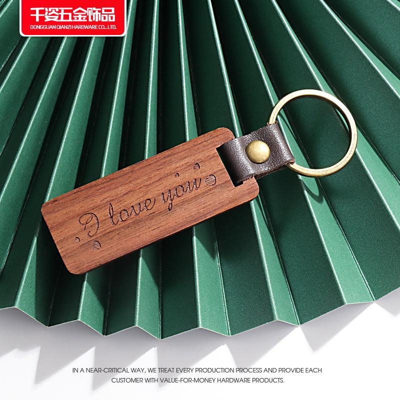 創意個性化 字母 皮革 木頭鑰匙圈 櫸木鑰匙 木質 鑰匙扣 歐美monogram-細節圖2