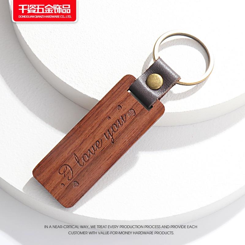 創意個性化 字母 皮革 木頭鑰匙圈 櫸木鑰匙 木質 鑰匙扣 歐美monogram-細節圖3