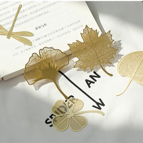 樹葉書籤 精紋葉脈 黃銅書籤 蓮花葉 菩提葉 銀杏葉金屬鏤空禮品-細節圖2