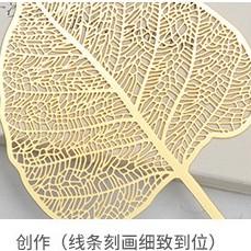 樹葉書籤 精紋葉脈 黃銅書籤 蓮花葉 菩提葉 銀杏葉金屬鏤空禮品-細節圖3