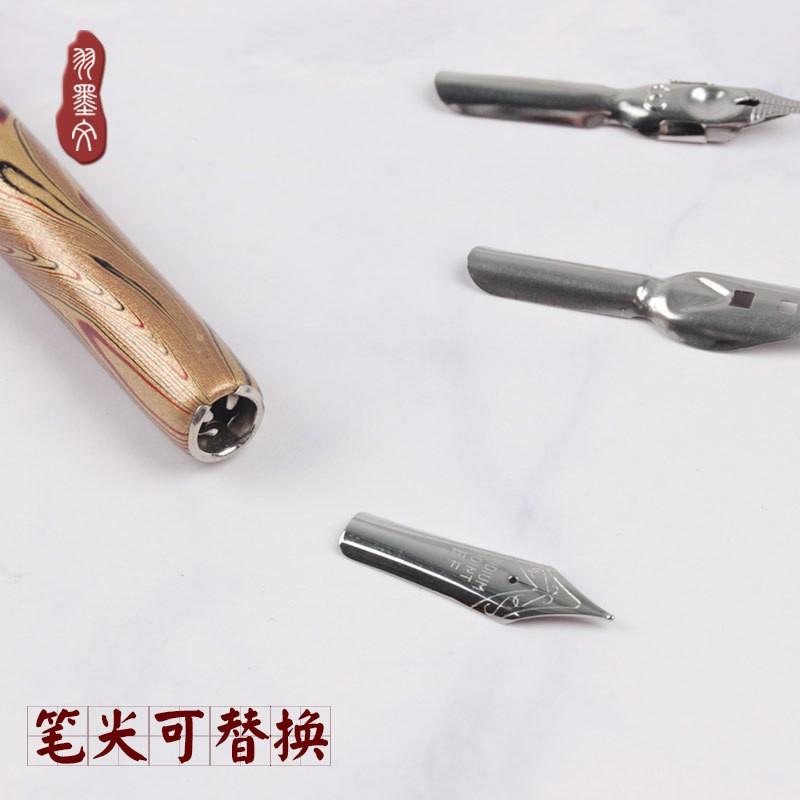 沾水筆 蘸水筆 直桿哥德體 銅板體 平尖 花體圓體 點尖 英文書法 練習簽名鋼筆 贈5ml墨水 隨機色-細節圖3