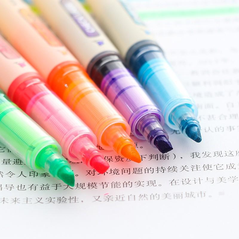 愛好文具 6016 螢光筆 直液式 糖果彩色 劃重點 標記筆 6色 兒童可愛卡通 辦公文具-細節圖2