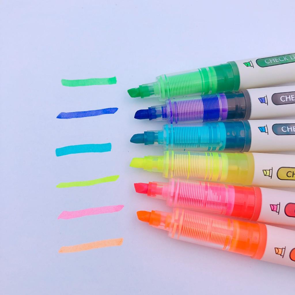 愛好文具 6016 螢光筆 直液式 糖果彩色 劃重點 標記筆 6色 兒童可愛卡通 辦公文具-細節圖4