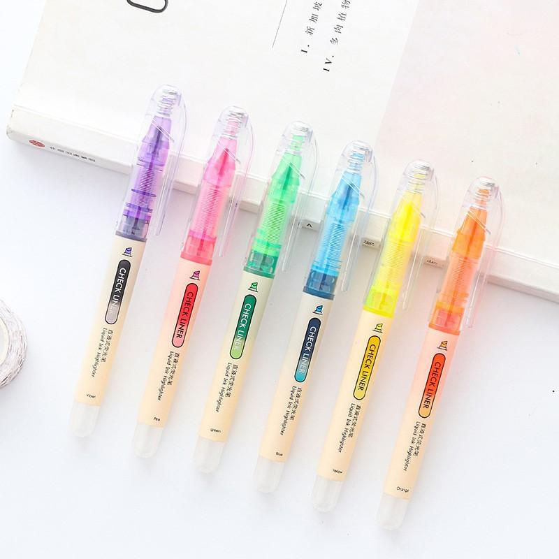 愛好文具 6016 螢光筆 直液式 糖果彩色 劃重點 標記筆 6色 兒童可愛卡通 辦公文具-細節圖5