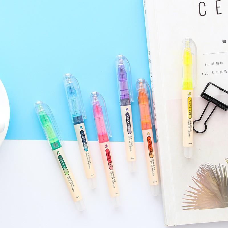 愛好文具 6016 螢光筆 直液式 糖果彩色 劃重點 標記筆 6色 兒童可愛卡通 辦公文具-細節圖8
