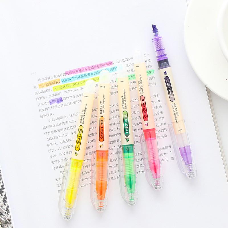 愛好文具 6016 螢光筆 直液式 糖果彩色 劃重點 標記筆 6色 兒童可愛卡通 辦公文具-細節圖9