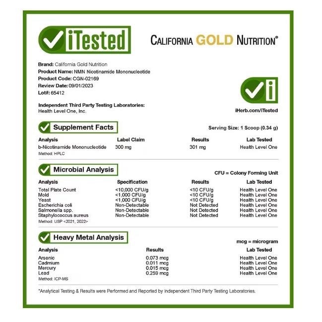 美國代購 California GOLD Nutrition NMN 粉，300 mg，1.05 盎司（30 克）-細節圖4