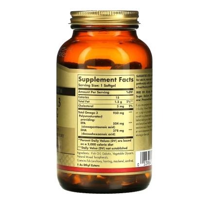 美國代購 Solgar Omega 3 魚油 三倍強度 950mg 100 粒軟膠囊-細節圖2