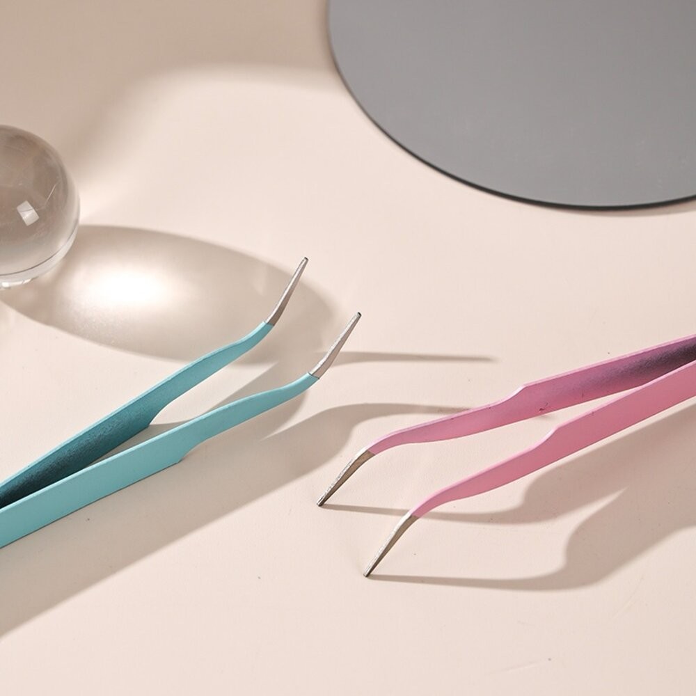手賬鑷子 不鏽鋼彩色夾子 馬卡龍色 彎頭/直頭 學生diy手賬工具 鑷子套裝 貼紙夾 美甲鑷子 美睫鑷子-細節圖4