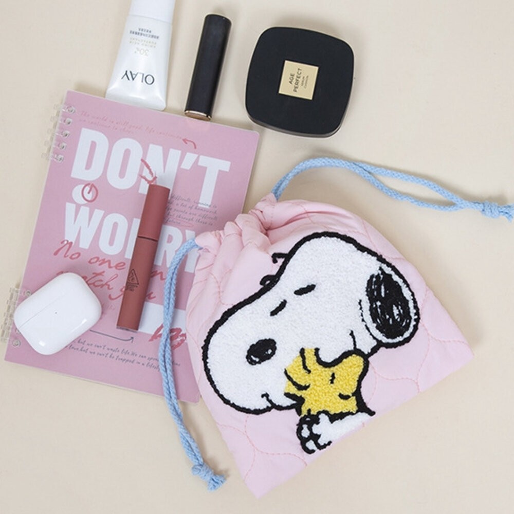 史努比 snoopy 束口袋 筆袋 文具袋 化妝包 鉛筆袋 鉛筆盒 生理袋 筆袋 造型筆袋 文具 置物袋 收納包 收納袋-細節圖9