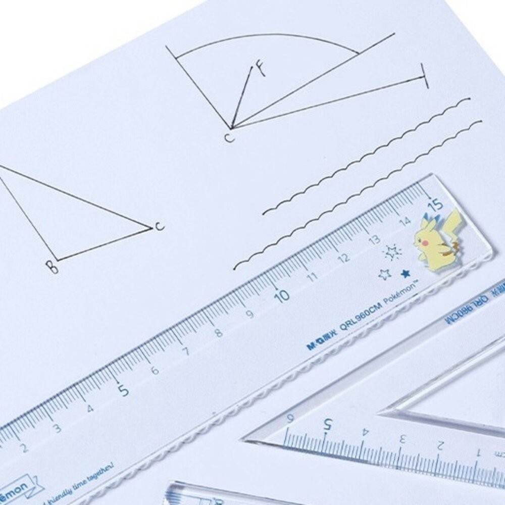 寶可夢 尺繪圖四件套組 皮卡丘 Pokemon 直尺 文具 刻度尺 文具組 三角板 三角尺 量角器 繪圖用品 繪圖尺-細節圖2