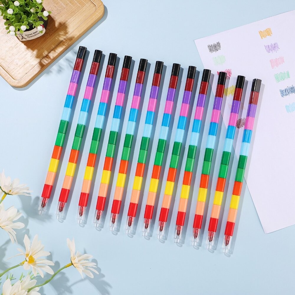 彩虹筆 胖胖彩虹筆 積木彩虹筆 笑臉蠟筆 免削鉛筆 小熊 兒童禮物 著色筆 幼兒園禮物 可拆彩色筆 兒童生日送禮小-細節圖6