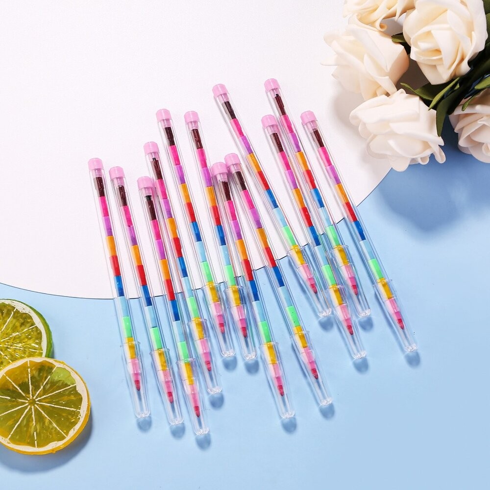 彩虹筆 胖胖彩虹筆 積木彩虹筆 笑臉蠟筆 免削鉛筆 小熊 兒童禮物 著色筆 幼兒園禮物 可拆彩色筆 兒童生日送禮小-細節圖7