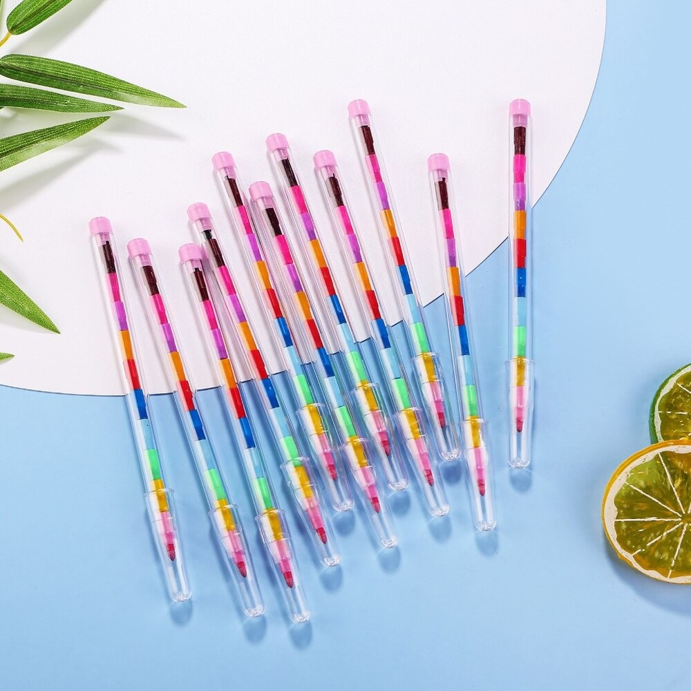 彩虹筆 胖胖彩虹筆 積木彩虹筆 笑臉蠟筆 免削鉛筆 小熊 兒童禮物 著色筆 幼兒園禮物 可拆彩色筆 兒童生日送禮小-細節圖9