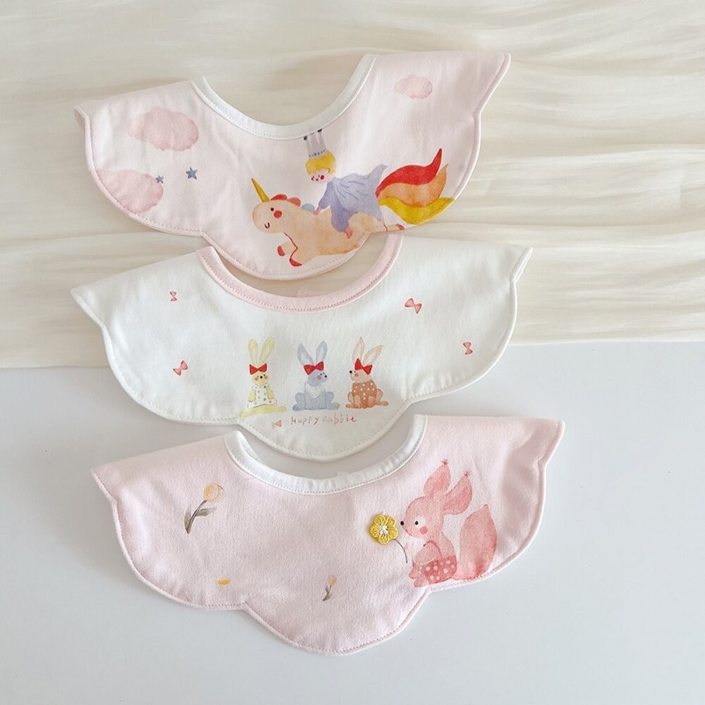 3入 小熊 純棉圍兜 圍兜 韓系圍兜 寶寶圍兜 嬰兒圍兜 圍兜兜 水洗口水巾 口水巾 寶寶口水巾 純棉 造型圍兜-規格圖6