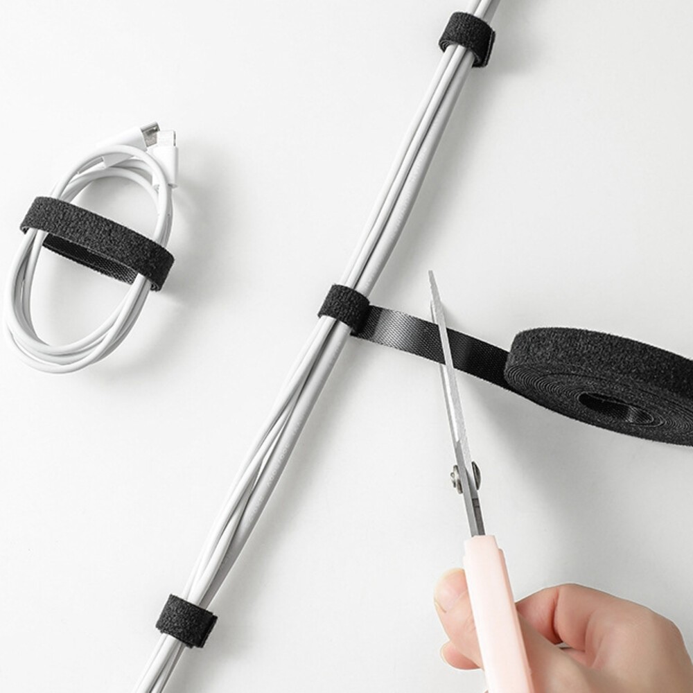 整卷 魔鬼氈束帶 束線帶 理線帶 魔鬼氈束線帶 理線 電線收納 整線 針型魔鬼氈 整理電線 理線器 收線器-細節圖3