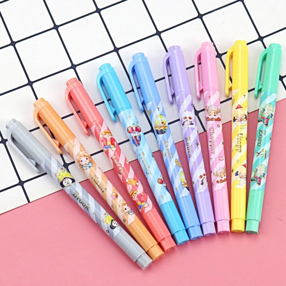 航海王 海賊王 雙頭螢光 柔和色 螢光筆 記號筆 彩色筆 重點筆 畫線筆 文具 筆記 事務用品 卡通 螢光 細螢光 魯夫-細節圖4