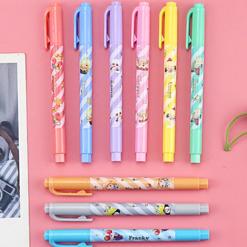 航海王 海賊王 雙頭螢光 柔和色 螢光筆 記號筆 彩色筆 重點筆 畫線筆 文具 筆記 事務用品 卡通 螢光 細螢光 魯夫-細節圖5