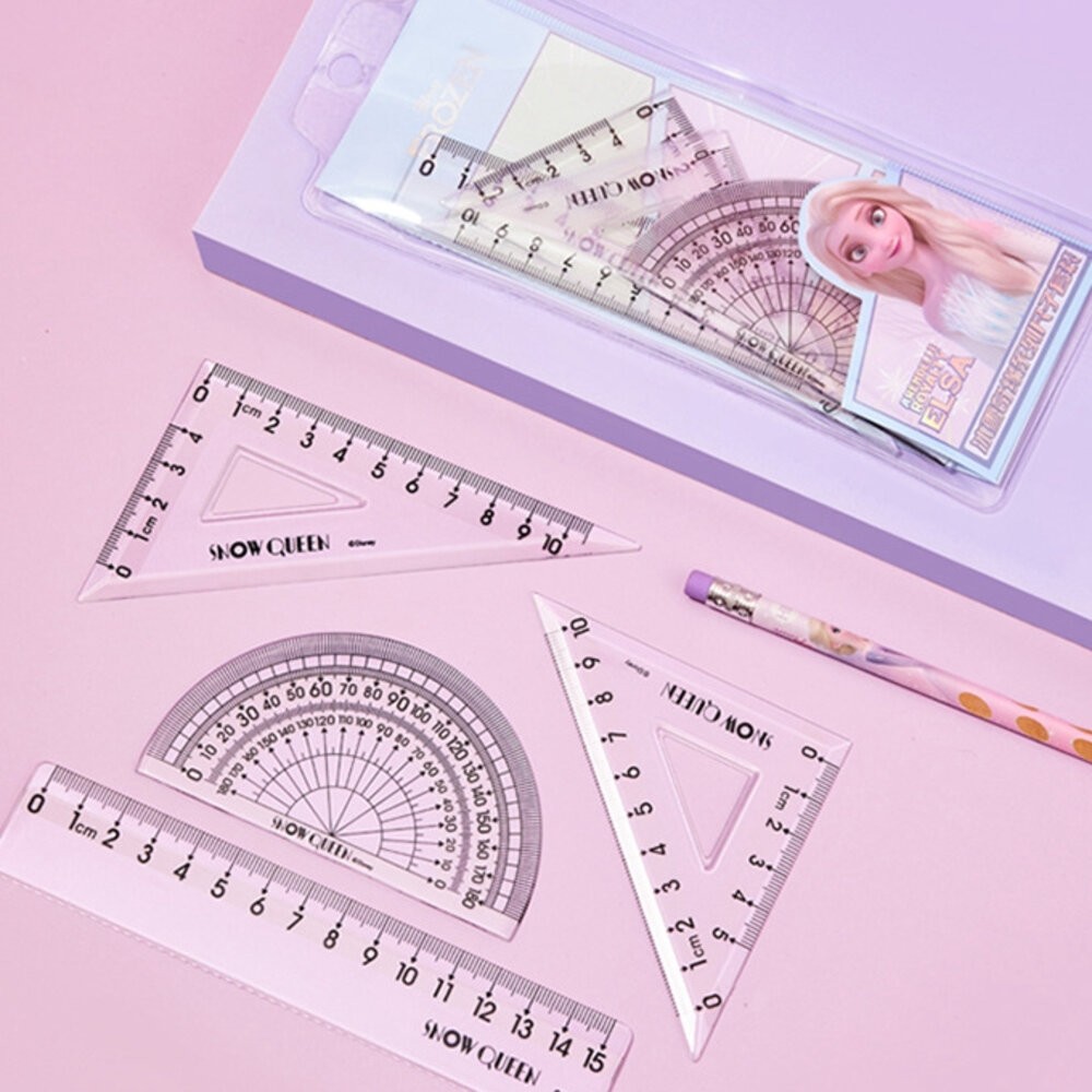 迪士尼 尺繪圖四件套組 冰雪奇緣 米奇 抱哥 直尺 文具 刻度尺 文具組 三角板 三角尺 量角器 繪圖用品 繪圖尺-細節圖5