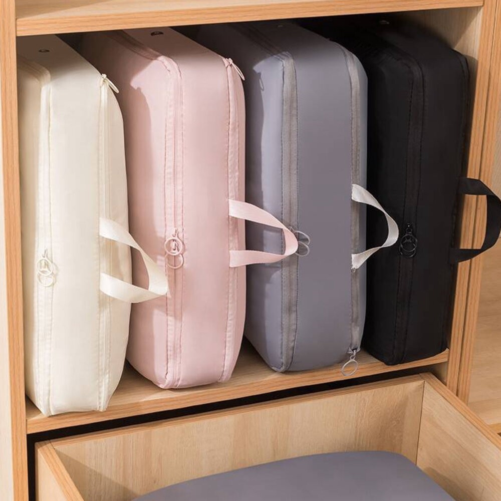 壓縮收納袋 雙拉鍊壓縮收納袋 羽絨服收納包 衣櫃整理袋 布藝雙拉鍊透 氣孔壓縮收納袋 手提收納袋 收納袋 換季收納袋-細節圖5