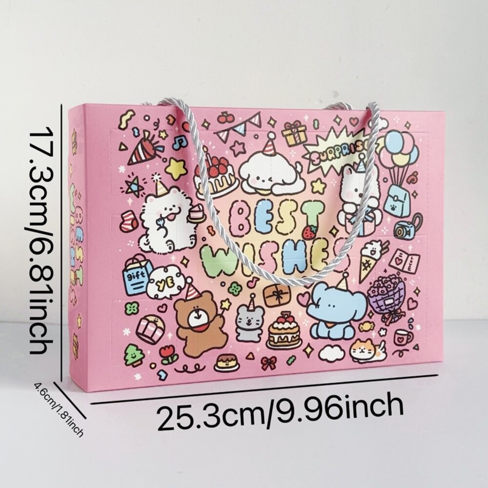 粉色-塗鴉(含紙盒+塑膠內盒+提把*2)