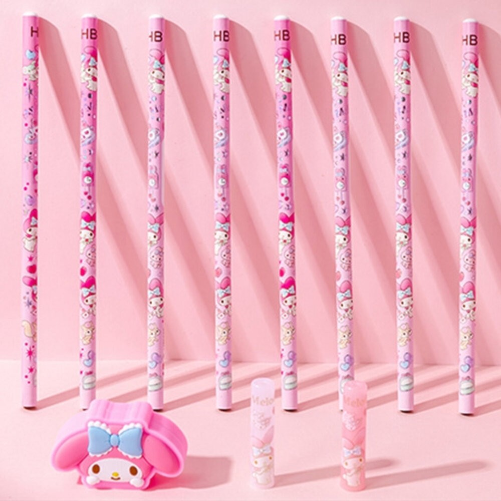 庫洛米 美樂蒂 HB鉛筆 文具組 直尺 洞洞鉛筆 鉛筆 鉛筆 洞洞筆 筆桿 三角筆桿 繪畫鉛筆 削鉛筆機 三麗鷗-細節圖3