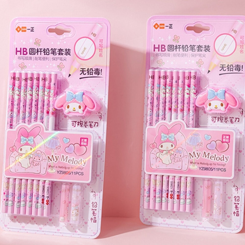 庫洛米 美樂蒂 HB鉛筆 文具組 直尺 洞洞鉛筆 鉛筆 鉛筆 洞洞筆 筆桿 三角筆桿 繪畫鉛筆 削鉛筆機 三麗鷗-細節圖4